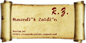 Rusznák Zalán névjegykártya